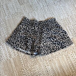 Anthropologie Leopard-Print Athletic Shorts in Black & Cream